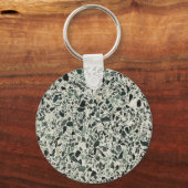 Moderne Groene Terrazzo Patroon Abstract Sleutelhanger (Voorkant)