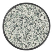 Moderne Groene Terrazzo Patroon Abstracte Hockey Puck (Voorkant)