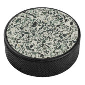 Moderne Groene Terrazzo Patroon Abstracte Hockey Puck (3/4)