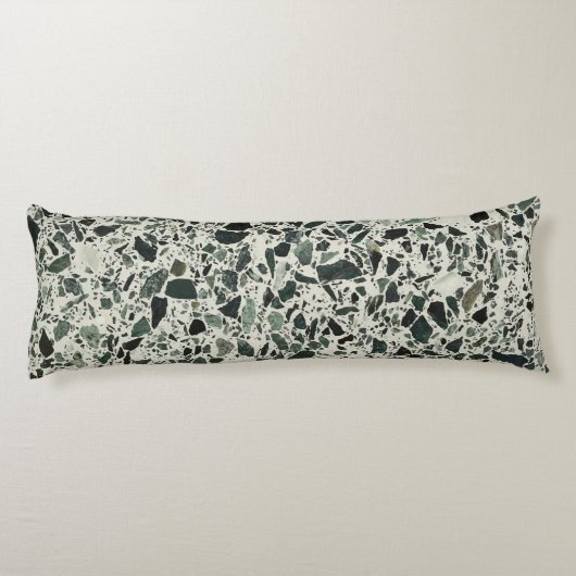 Moderne Groene Terrazzo Patroon Abstracte Lichaamskussen (Achterkant)