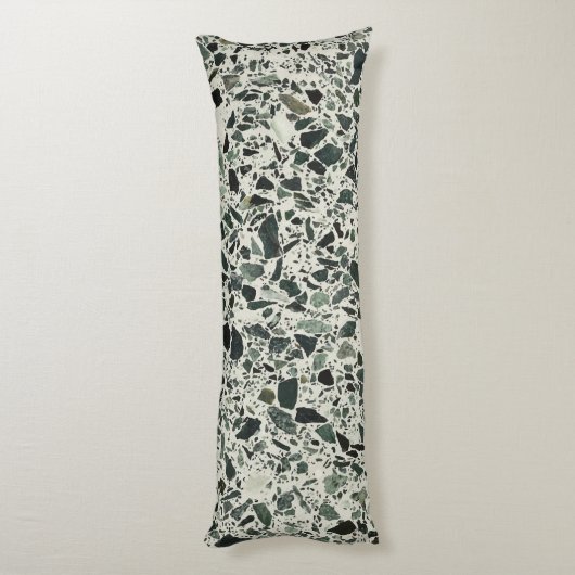 Moderne Groene Terrazzo Patroon Abstracte Lichaamskussen (Achterkant (Verticaal))