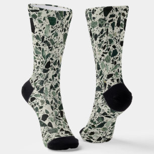 Moderne Groene Terrazzo Patroon Abstracte Sokken