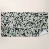 Moderne Groene Terrazzo Patroon Abstracte Strandlaken (Voorkant)