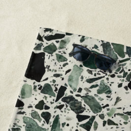 Moderne Groene Terrazzo Patroon Abstracte Strandlaken