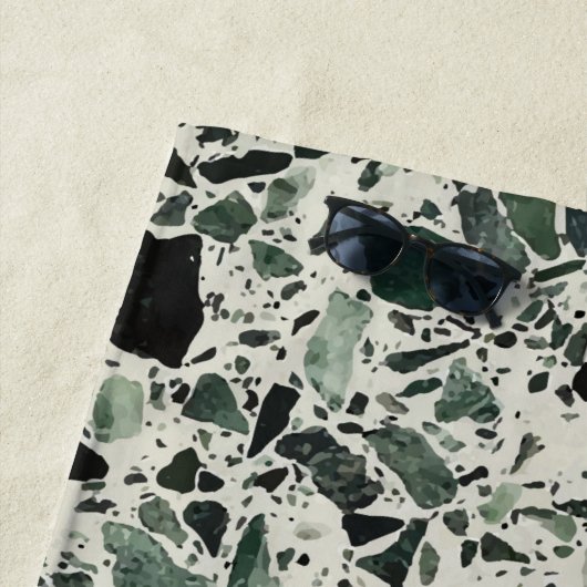 Moderne Groene Terrazzo Patroon Abstracte Strandlaken (In situ)