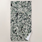 Moderne Groene Terrazzo Patroon Abstracte Strandlaken (Voorkant)