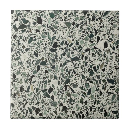 Moderne Groene Terrazzo Patroon Abstracte Tegeltje (Voorkant)