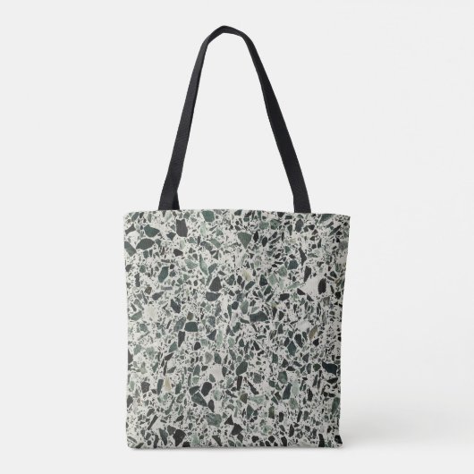 Moderne Groene Terrazzo Patroon Abstracte Tote Bag (Achterkant)
