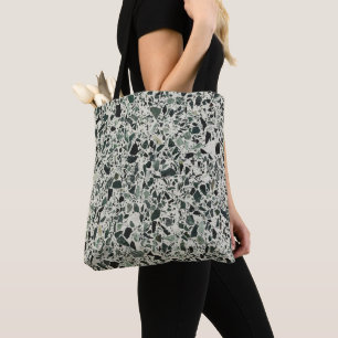 Moderne Groene Terrazzo Patroon Abstracte Tote Bag