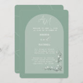 Moderne groene tinten boog bruiloft uitnodiging (Voorkant / Achterkant)