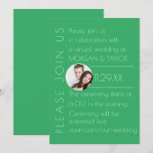 Moderne groene tonal virtuele bruiloft, foto kaart (Voorkant / Achterkant)