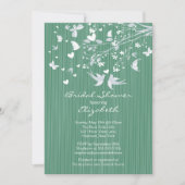 Moderne groene Tortelduifjes Bridal Shower Invitat Kaart (Voorkant)