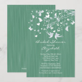 Moderne groene Tortelduifjes Bridal Shower Invitat Kaart (Voorkant / Achterkant)