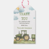 Moderne groene tractor 1e verjaardagsfeestje cadeaulabel (Voorkant)