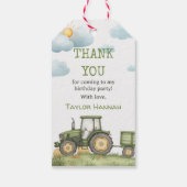 Moderne groene tractor 1e verjaardagsfeestje cadeaulabel (Achterkant)