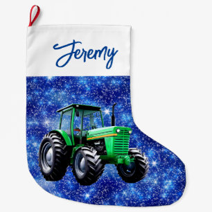 Moderne Groene Tractor Blauw Grote Kerstsok