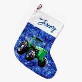 Moderne Groene Tractor Blauw Grote Kerstsok (Voorkant (Hangend))