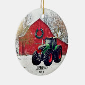 Moderne Groene Tractor "Kerstmis 20XX" Keramisch Ornament (Rechts)