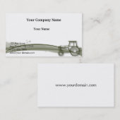 Moderne Groene Tractor op de Groene Illustratie Visitekaartje (Voorkant / Achterkant)