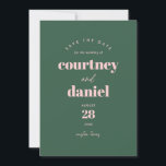 Moderne groene trendy foto Sla de datum op Save The Date<br><div class="desc">Modern Green Trendy Photo Save the Date beschikt over moderne typecombinaties in gedurfde,  moderne kleuren,  samen met een volledige foto op de achterkant.</div>