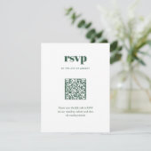 Moderne groene trendy mix match bruiloft QR-code RSVP Kaartje (Staand voorkant)