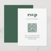 Moderne groene trendy mix match bruiloft QR-code RSVP Kaartje (Voorkant / Achterkant)