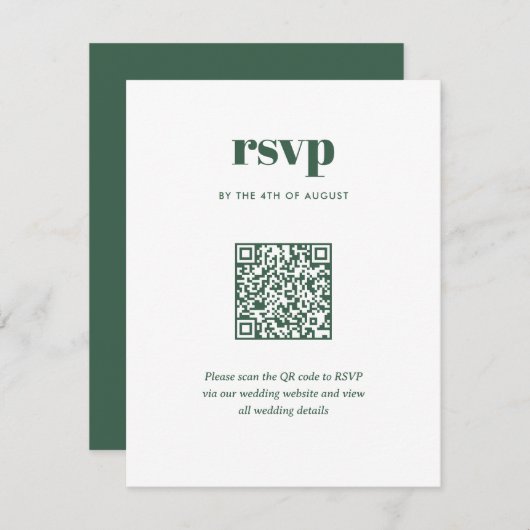 Moderne groene trendy mix match bruiloft QR-code RSVP Kaartje (Voorkant / Achterkant)