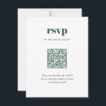 Moderne groene trendy mix match bruiloft QR-code RSVP Kaartje<br><div class="desc">Modern Green Trendy Mix Match Wedding QR Code RSVP Card is voorzien van moderne type koppelingen in gedurfde,  moderne kleuren.</div>
