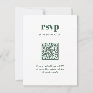 Moderne groene trendy mix match bruiloft QR-code RSVP Kaartje