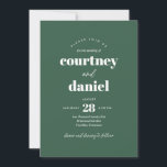 Moderne Groene Trendy Mix Wedding Kaart<br><div class="desc">Modern Green Trendy Mix Match Wedding Invitation beschikt over moderne typecombinaties in gedurfde,  moderne kleuren.</div>