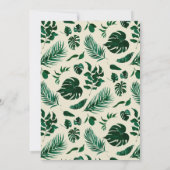 Moderne groene tropische bladcirkel krans bruiloft kaart (Achterkant)