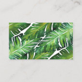Moderne groene tropische bladeren visitekaartje (Achterkant)