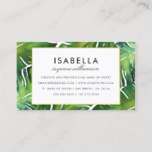 Moderne groene tropische bladeren visitekaartje (Voorkant)