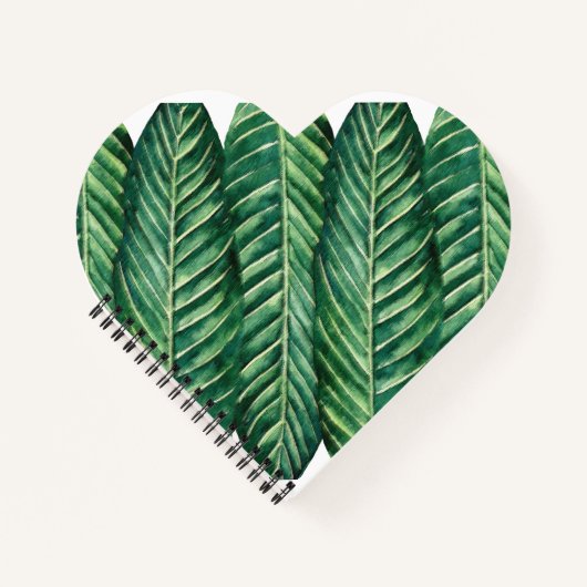 Moderne groene tropische lange bladvormgeving notitieboek (Voorkant)