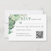 Moderne Groene Tropische RSVP-Huwelijk  RSVP Kaartje (Voorkant)