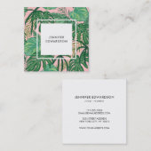 Moderne groene tropische waterverf laat blozen vierkante visitekaartje (Voorkant / Achterkant)