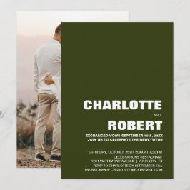 Moderne groene trouwreceptie kaart