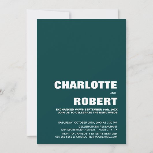 Moderne Groene Trouwreceptie Kaart (Voorkant)