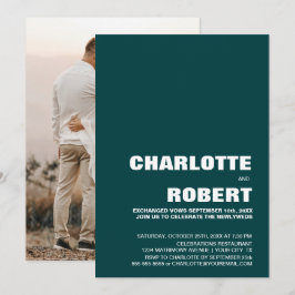 Moderne groene trouwreceptie kaart