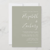 Moderne groene trouwuitnodiging met script lettert kaart (Voorkant)