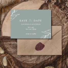 Moderne groene tuinhuwelijksfoto save the date
