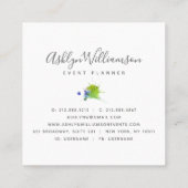 Moderne groene turkooisblauwe waterverf vierkante visitekaartje (Achterkant)