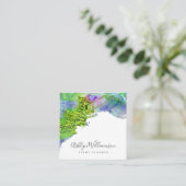 Moderne groene turkooisblauwe waterverf vierkante visitekaartje (Staand voorkant)