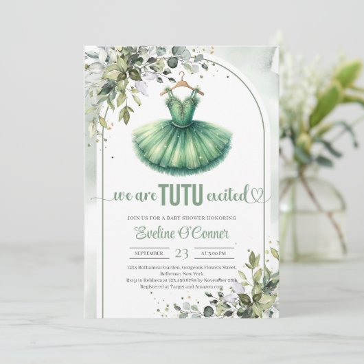 Moderne groene tutu jurk groen en goud kaart (Staand voorkant)