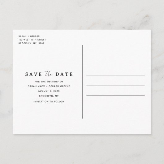 Moderne Groene Twee Foto Bruiloft Save the Date Aankondigingskaart (Achterkant)