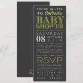 Moderne groene typografie Baby shower Long Kaart (Voorkant / Achterkant)