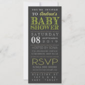 Moderne groene typografie Baby shower Long Kaart (Voorkant)