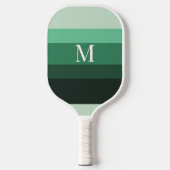 Moderne groene verloop gestreepte monogram pickleball paddle (Voorkant)