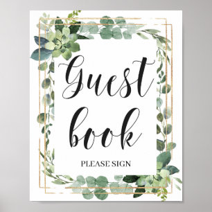 Moderne groene vetplant eucalyptus goud poster