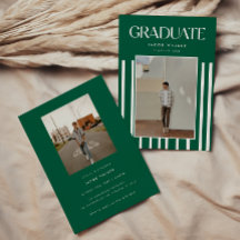 Moderne groene vette 2-foto gestreepte afstudeerfe